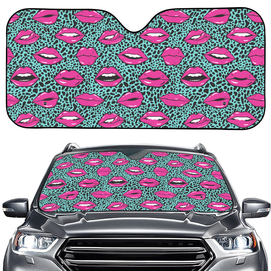 Purple Lips Pattern Print Car Windshield Sun Shade