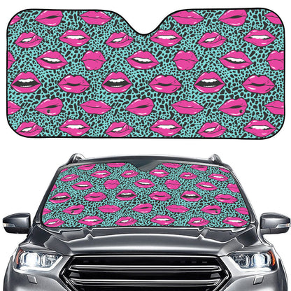 Purple Lips Pattern Print Car Windshield Sun Shade