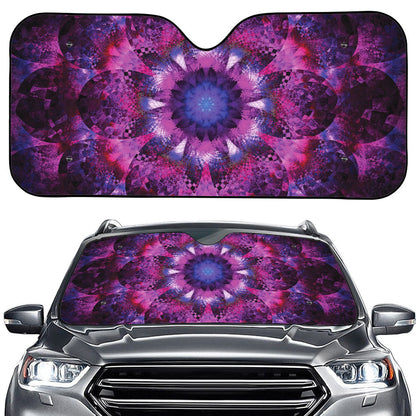 Purple Mandala Flower Print Car Windshield Sun Shade