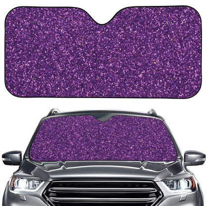 Purple (NOT Real) Glitter Print Car Windshield Sun Shade