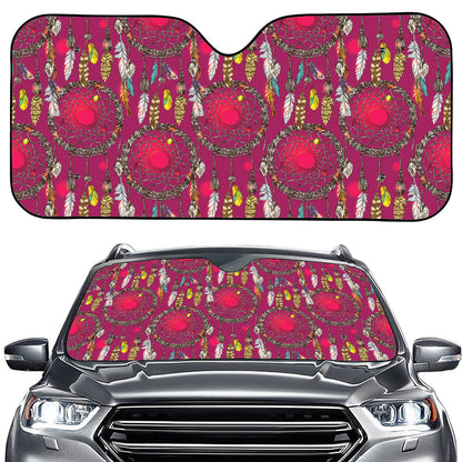 Purple Native Dream Catcher Print Car Windshield Sun Shade