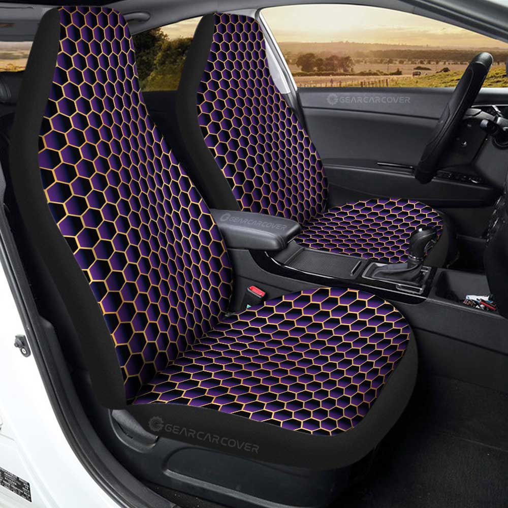 Purple Pattern Car Seat Covers Custom Honeycomb Background Car Accessories
