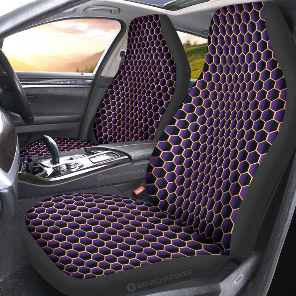 Purple Pattern Car Seat Covers Custom Honeycomb Background Car Accessories