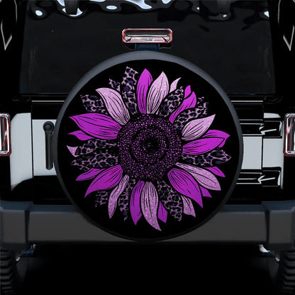 Purple Pink Cheetah Sunflower Jeep Car Leather Spare Tire Cover - PersonalizedFury