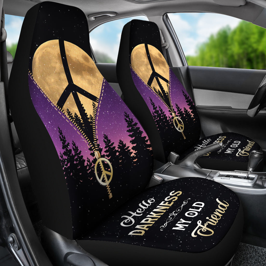 Purple Pink Darkness My Old Friend Hippie Moon Zipper Car Seat Covers