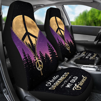 Purple Pink Darkness My Old Friend Hippie Moon Zipper Car Seat Covers