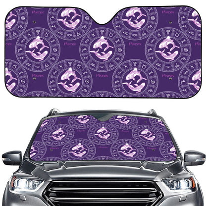 Purple Pisces Zodiac Pattern Print Car Windshield Sun Shade