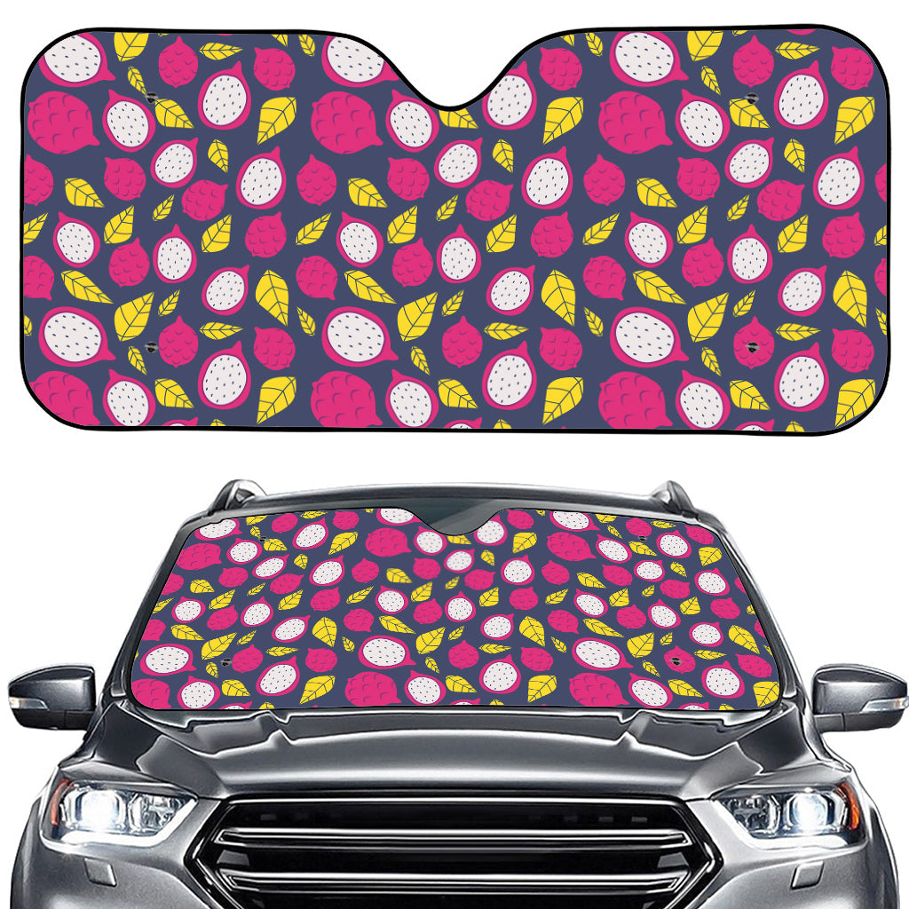 Purple Pitaya Pattern Print Car Windshield Sun Shade