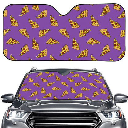 Purple Pizza Pattern Print Car Windshield Sun Shade