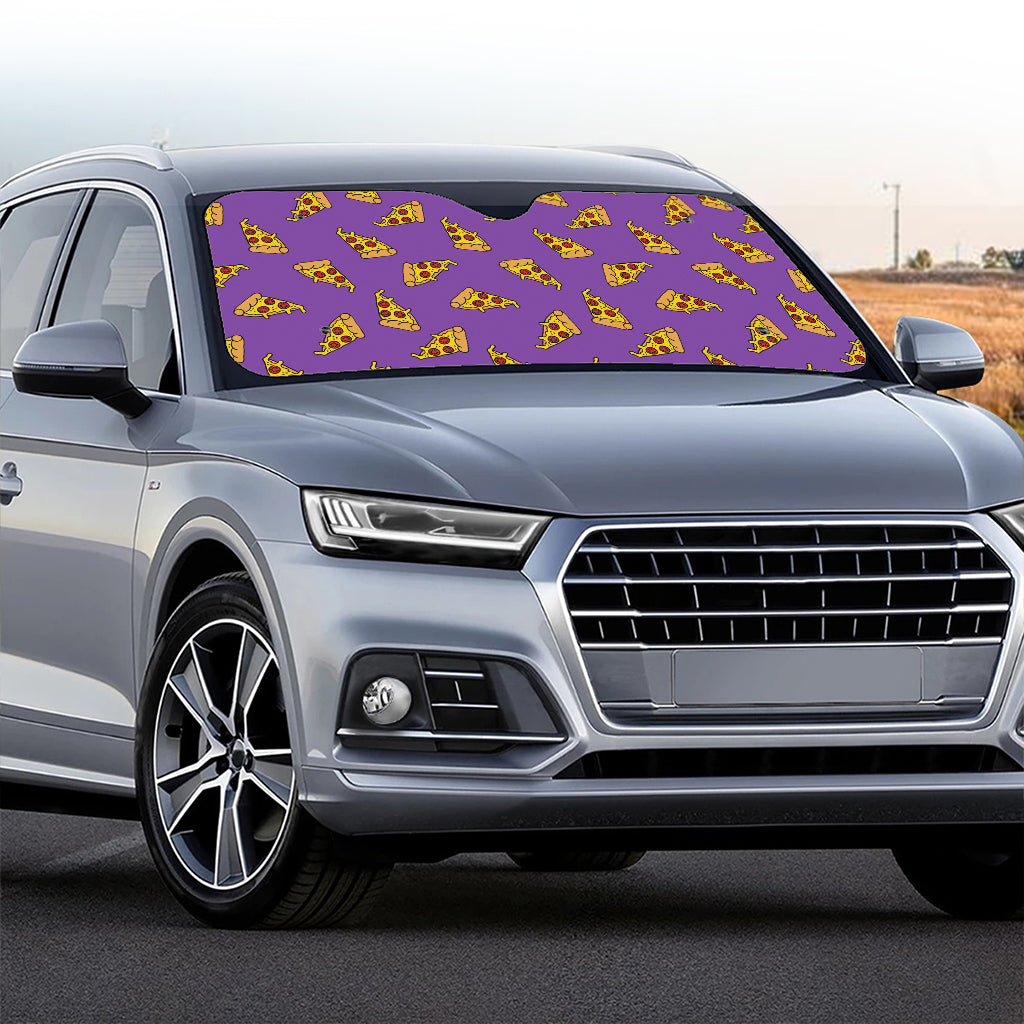 Purple Pizza Pattern Print Car Windshield Sun Shade