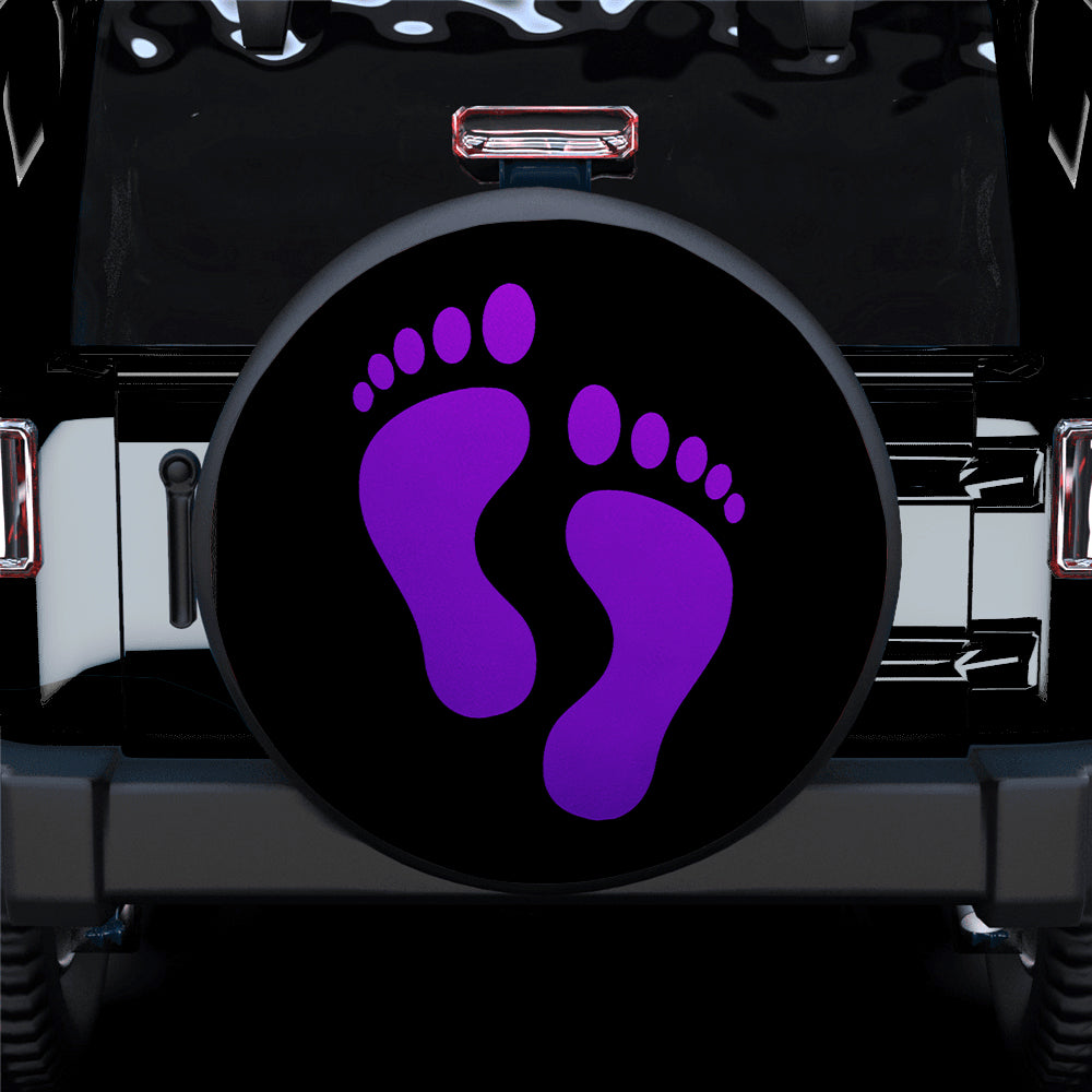 Purple Print Foot Jeep Car Spare Tire Cover