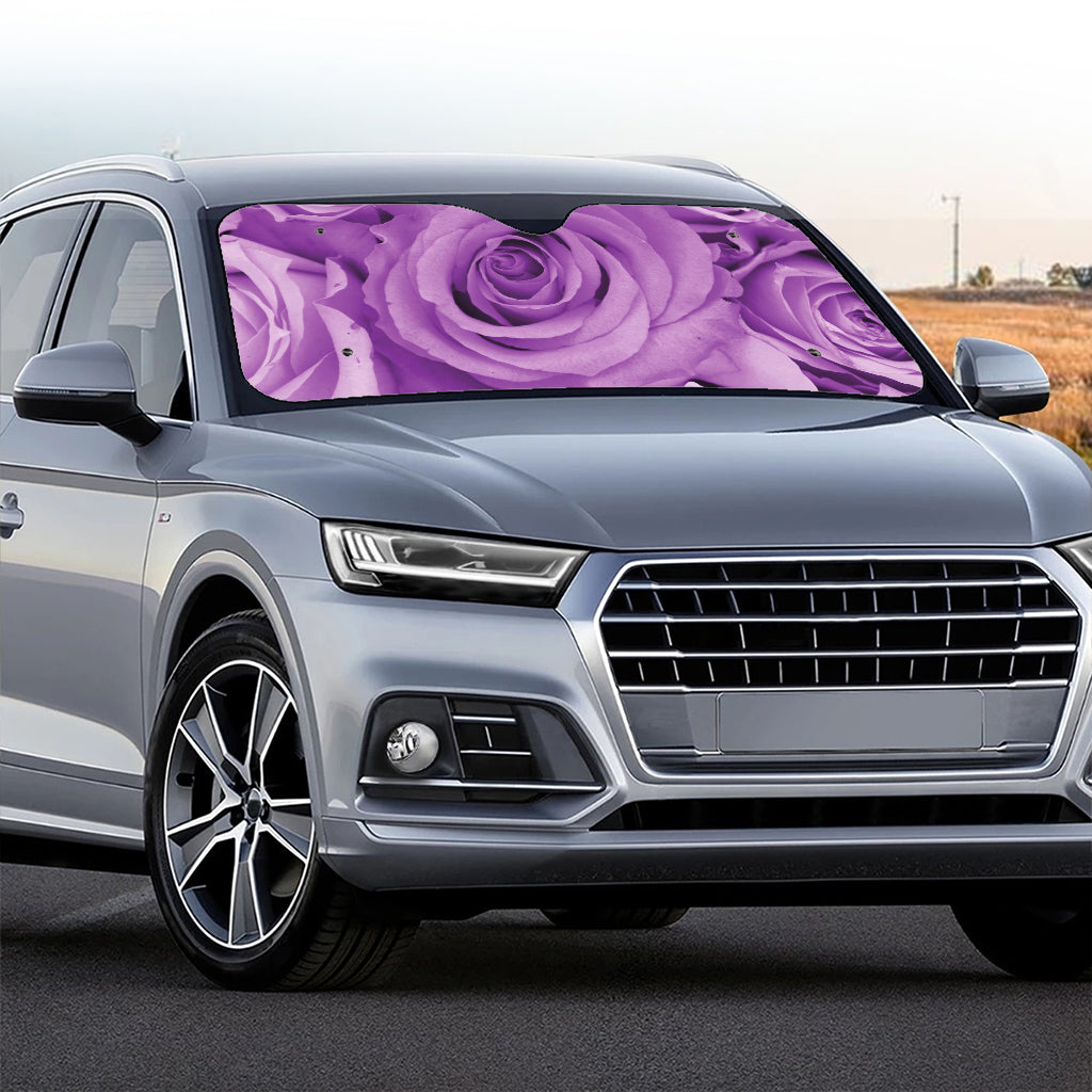 Purple Rose Print Car Windshield Sun Shade