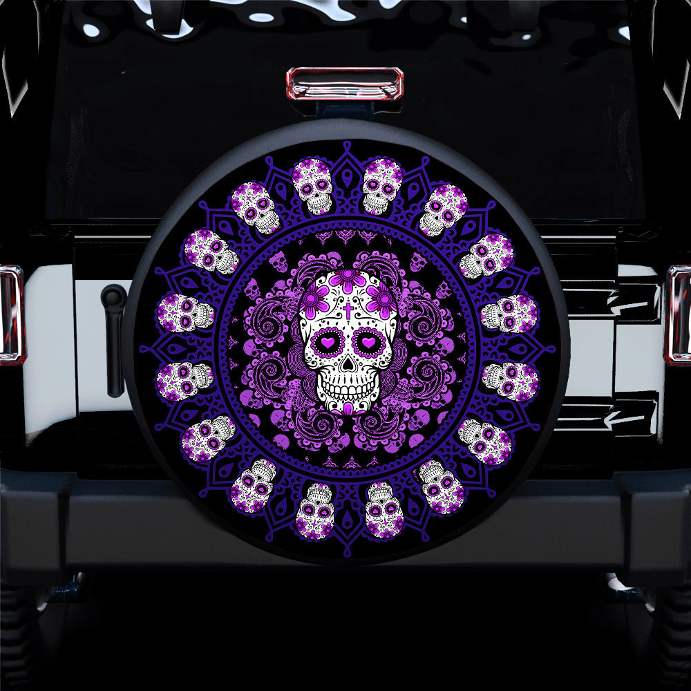 Purple Skulls Mexican Car Spare Tire Cover