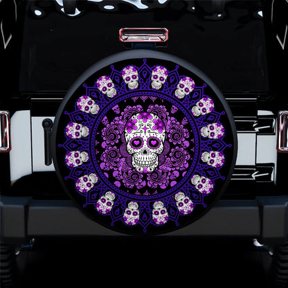 Purple Skulls Mexican Car Spare Tire Cover