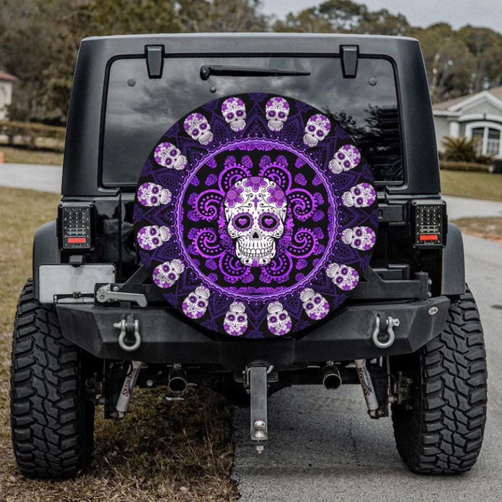 Purple Skulls Mexican Car Spare Tire Cover