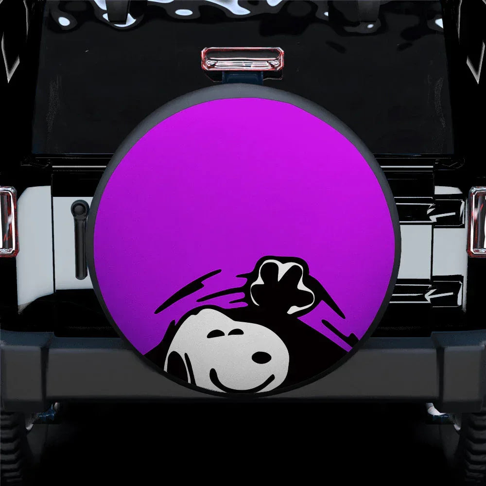 Purple Snoopy Peek A Boo Funny Jeep Car Leather Spare Tire Cover - PersonalizedFury