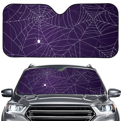 Purple Spider Web Pattern Print Car Windshield Sun Shade