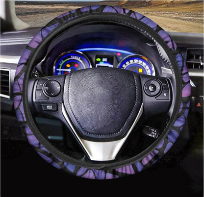 Purple Stained Glass Mosaic Print Car Steering Wheel Cover