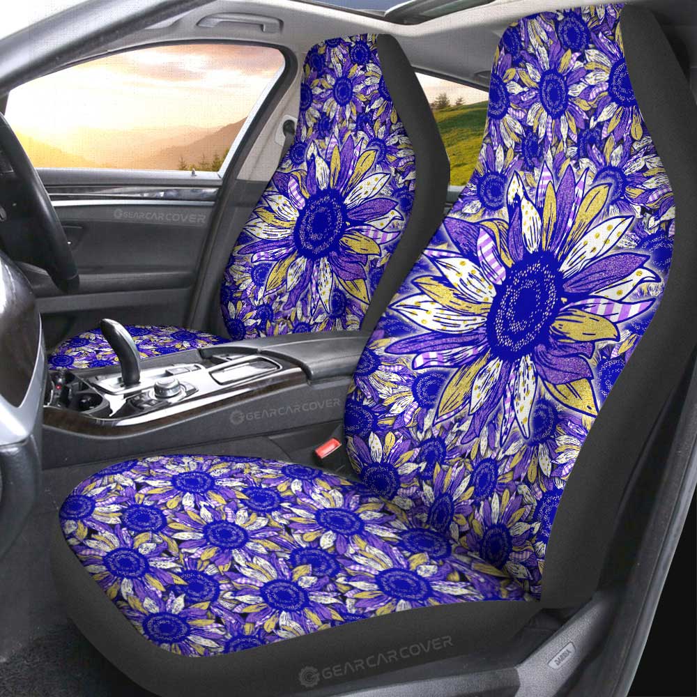 Purple Sunflower Car Seat Covers Custom Car Accessories