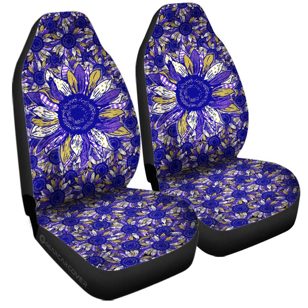 Purple Sunflower Car Seat Covers Custom Car Accessories
