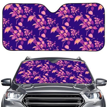 Purple Tropical Hawaiian Pattern Print Car Windshield Sun Shade