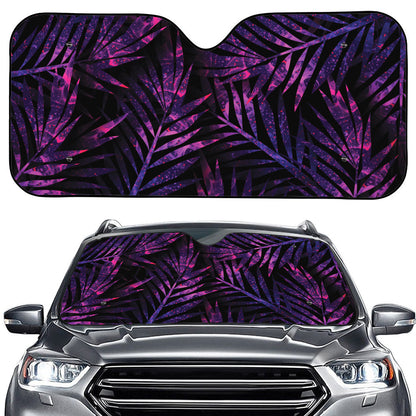 Purple Tropical Leaves Print Car Windshield Sun Shade