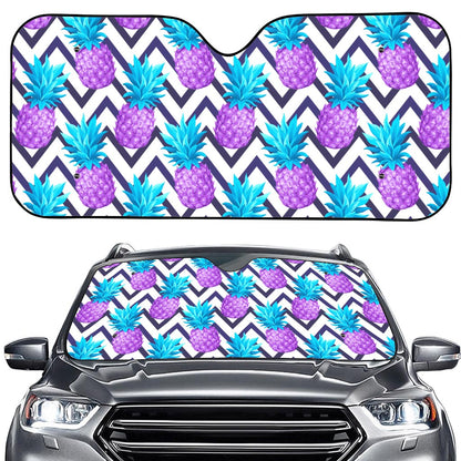 Purple Zig Zag Pineapple Pattern Print Car Windshield Sun Shade