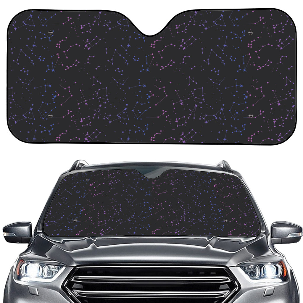 Purple Zodiac Stars Pattern Print Car Windshield Sun Shade
