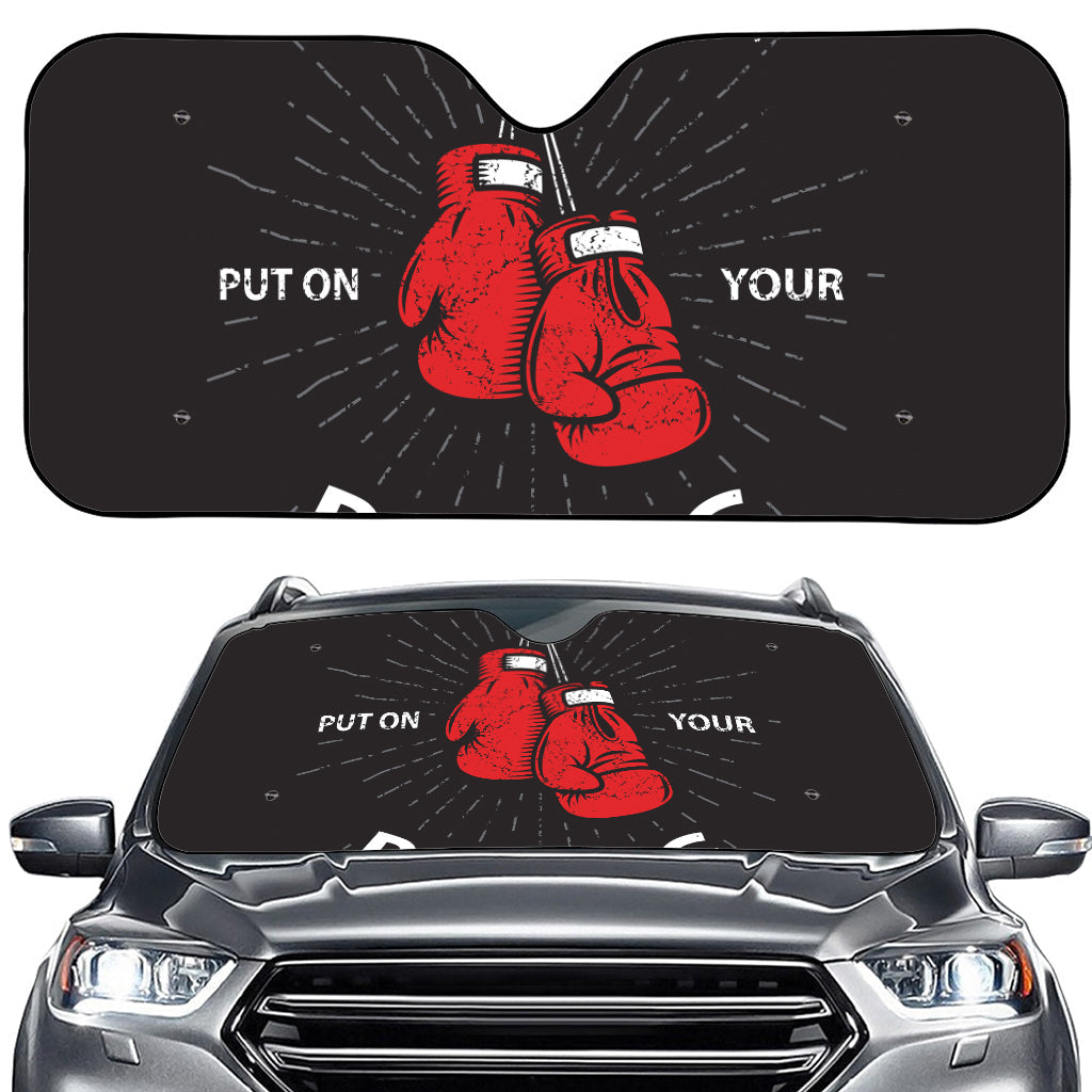 Put On Your Boxing Gloves Print Car Windshield Sun Shade