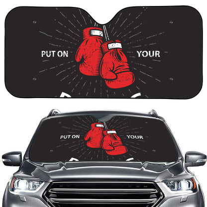 Put On Your Boxing Gloves Print Car Windshield Sun Shade
