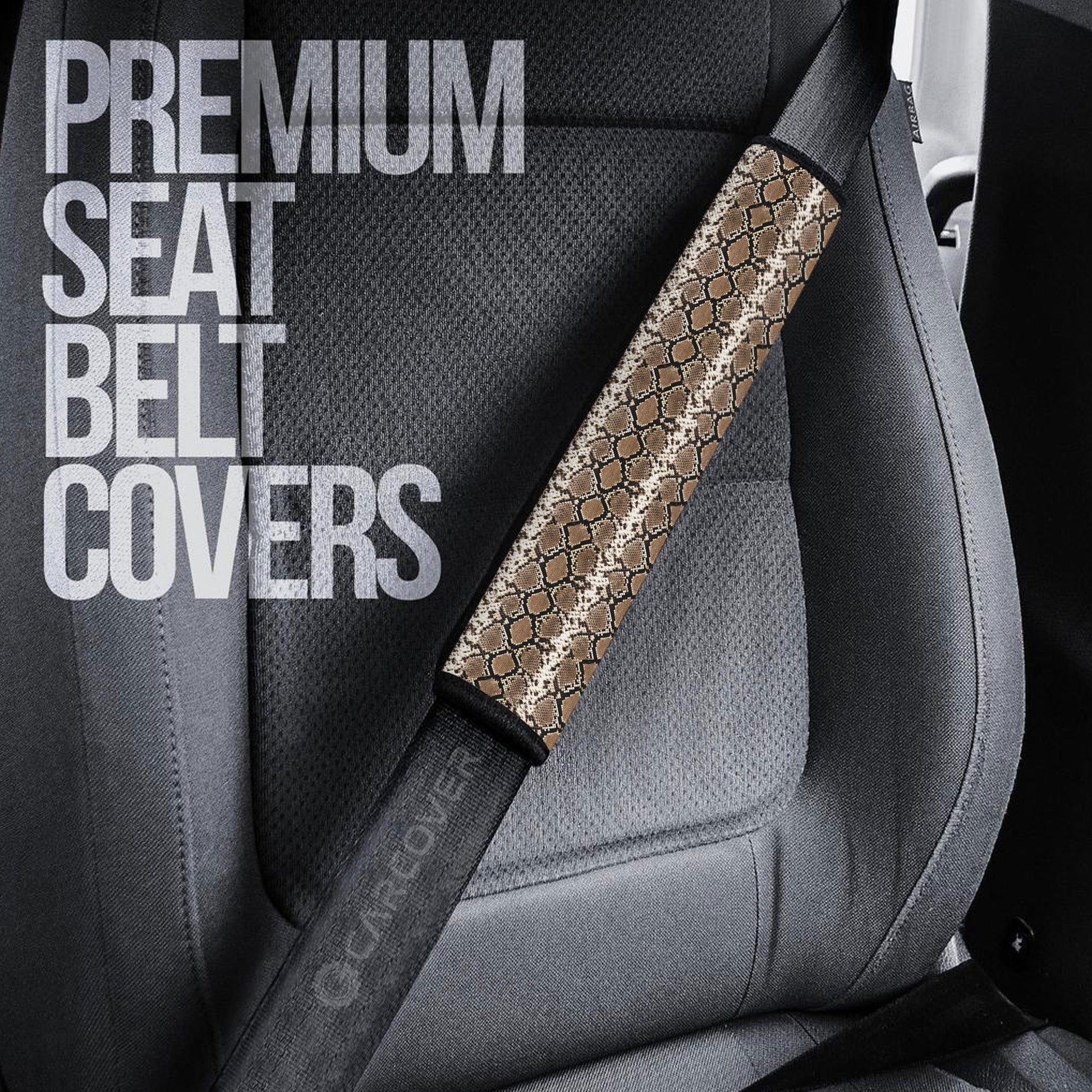 Python Skin Seat Belt Covers Custom Animal Skin Printed Car Interior Accessories