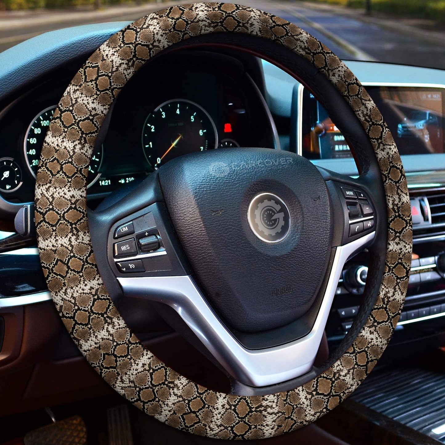 Python Skin Steering Wheel Cover Custom Animal Skin Printed Car Interior Accessories