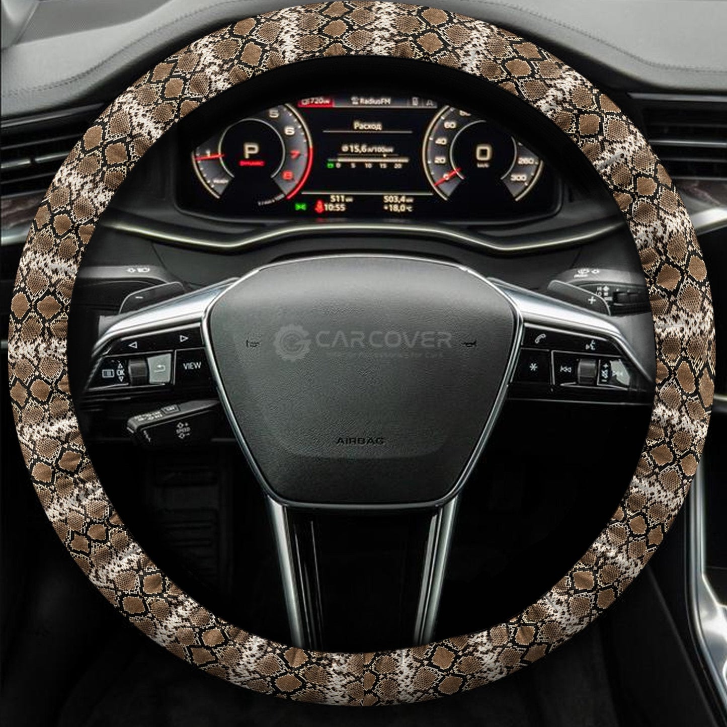 Python Skin Steering Wheel Cover Custom Animal Skin Printed Car Interior Accessories