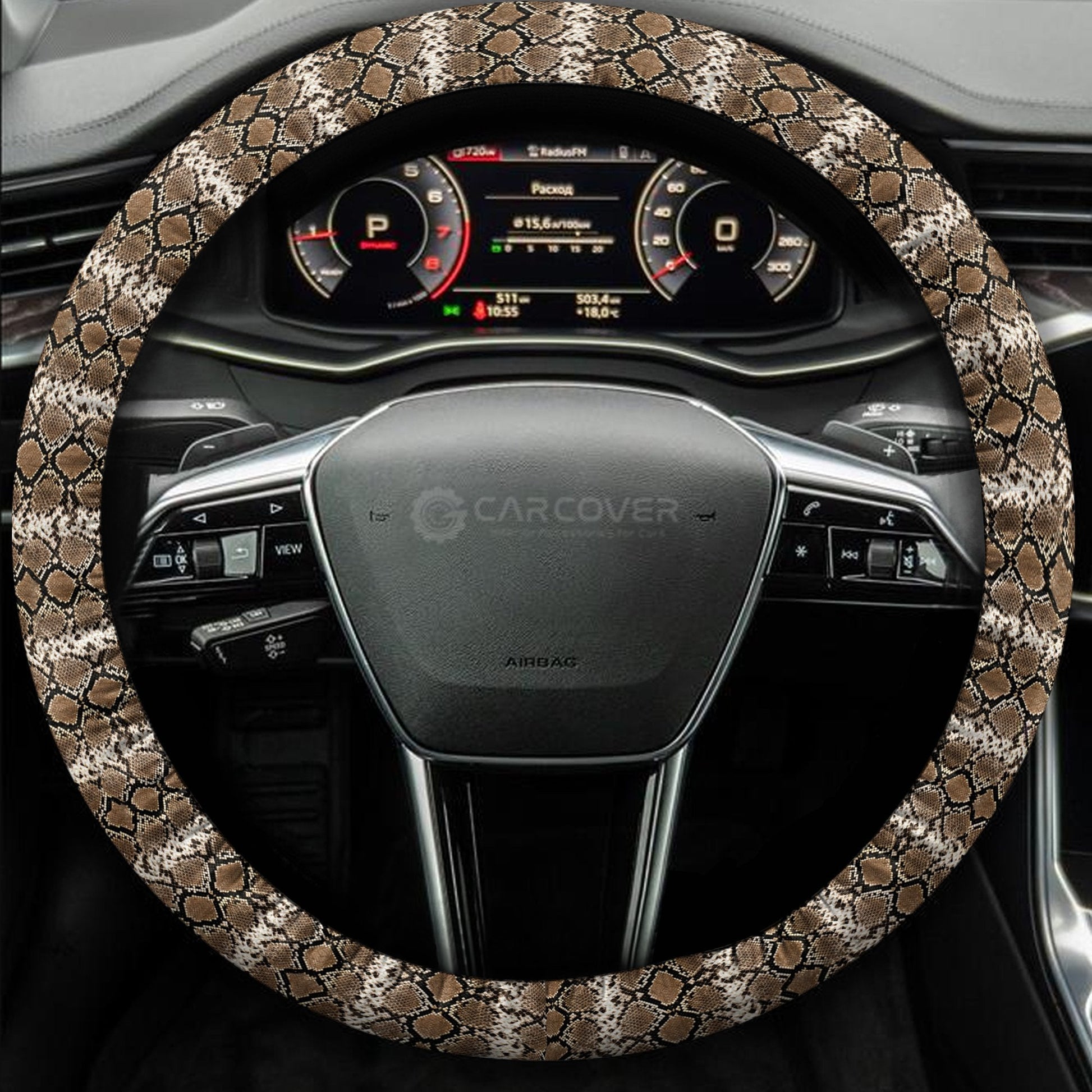 Python Skin Steering Wheel Cover Custom Animal Skin Printed Car Interior Accessories