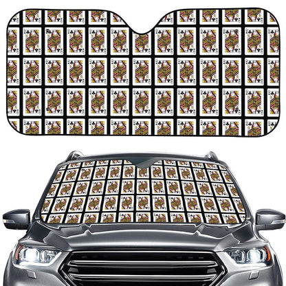 Queen Of Clubs Pattern Print Car Windshield Sun Shade