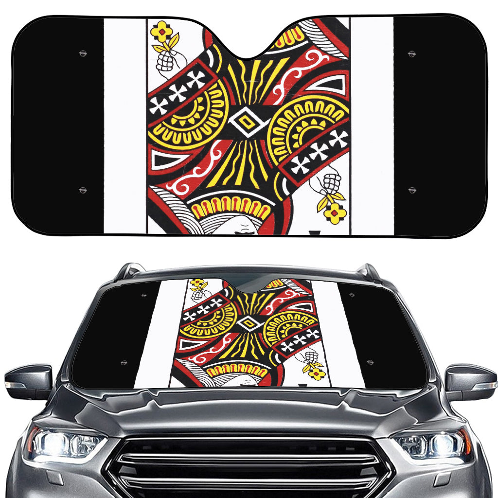 Queen Of Clubs Playing Card Print Car Windshield Sun Shade