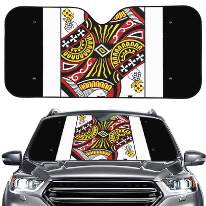 Queen Of Clubs Playing Card Print Car Windshield Sun Shade