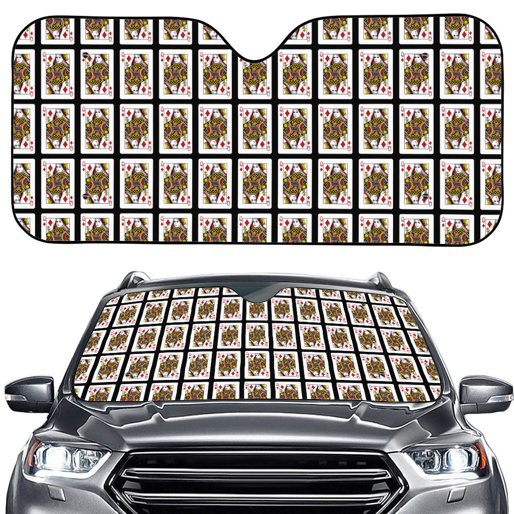 Queen Of Diamonds Pattern Print Car Windshield Sun Shade