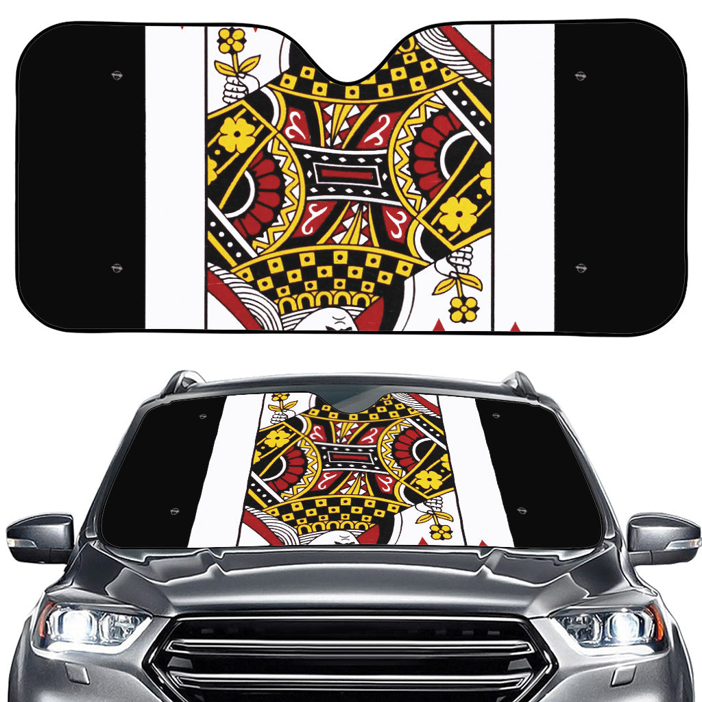 Queen Of Diamonds Playing Card Print Car Windshield Sun Shade