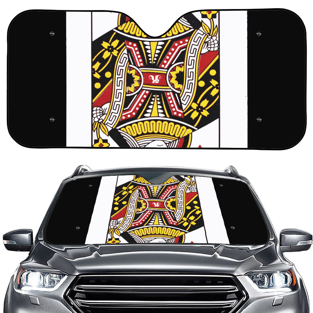 Queen Of Hearts Playing Card Print Car Windshield Sun Shade