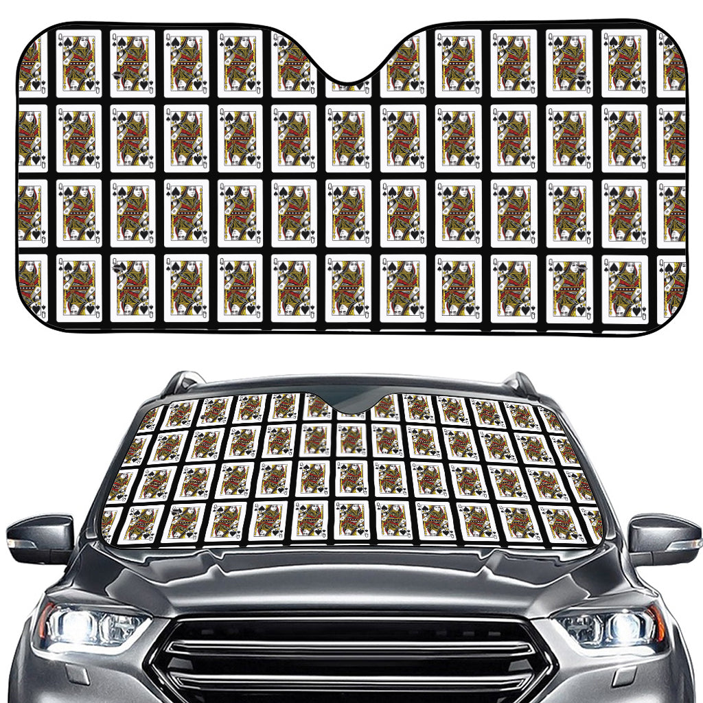 Queen Of Spades Pattern Print Car Windshield Sun Shade