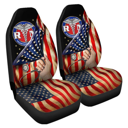 RN Nurse Car Seat Covers Custom American Flag Car Accessories