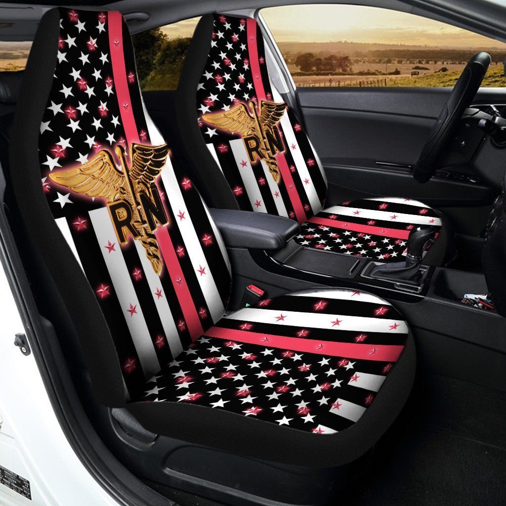RN Nurse Car Seat Covers Custom US Flag Car Accessories For Nurse