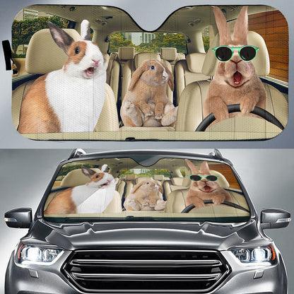 Rabbit Car All Over Printed 3D Sun Shade