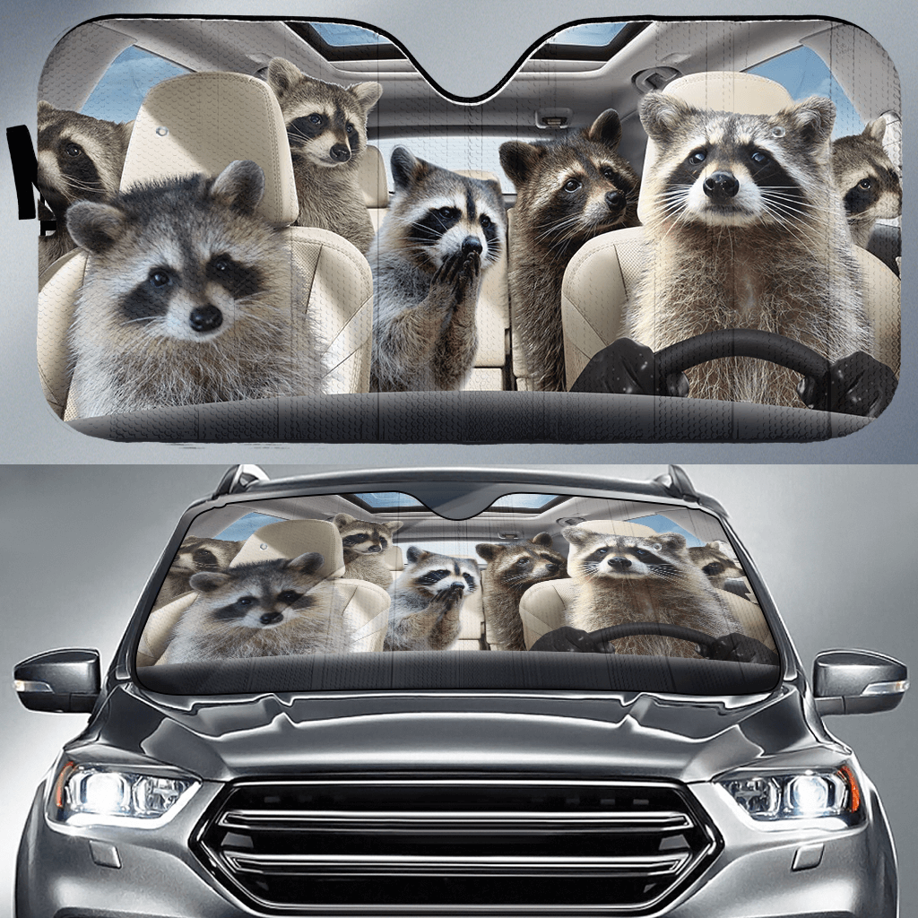 Raccoon Car All Over Printed 3D Sun Shade