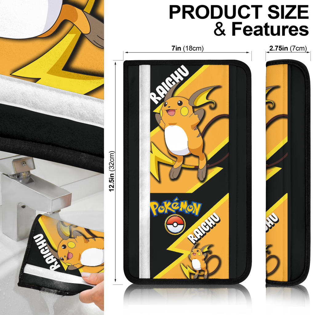 Raichu car seat belt covers Anime Custom Car Accessories
