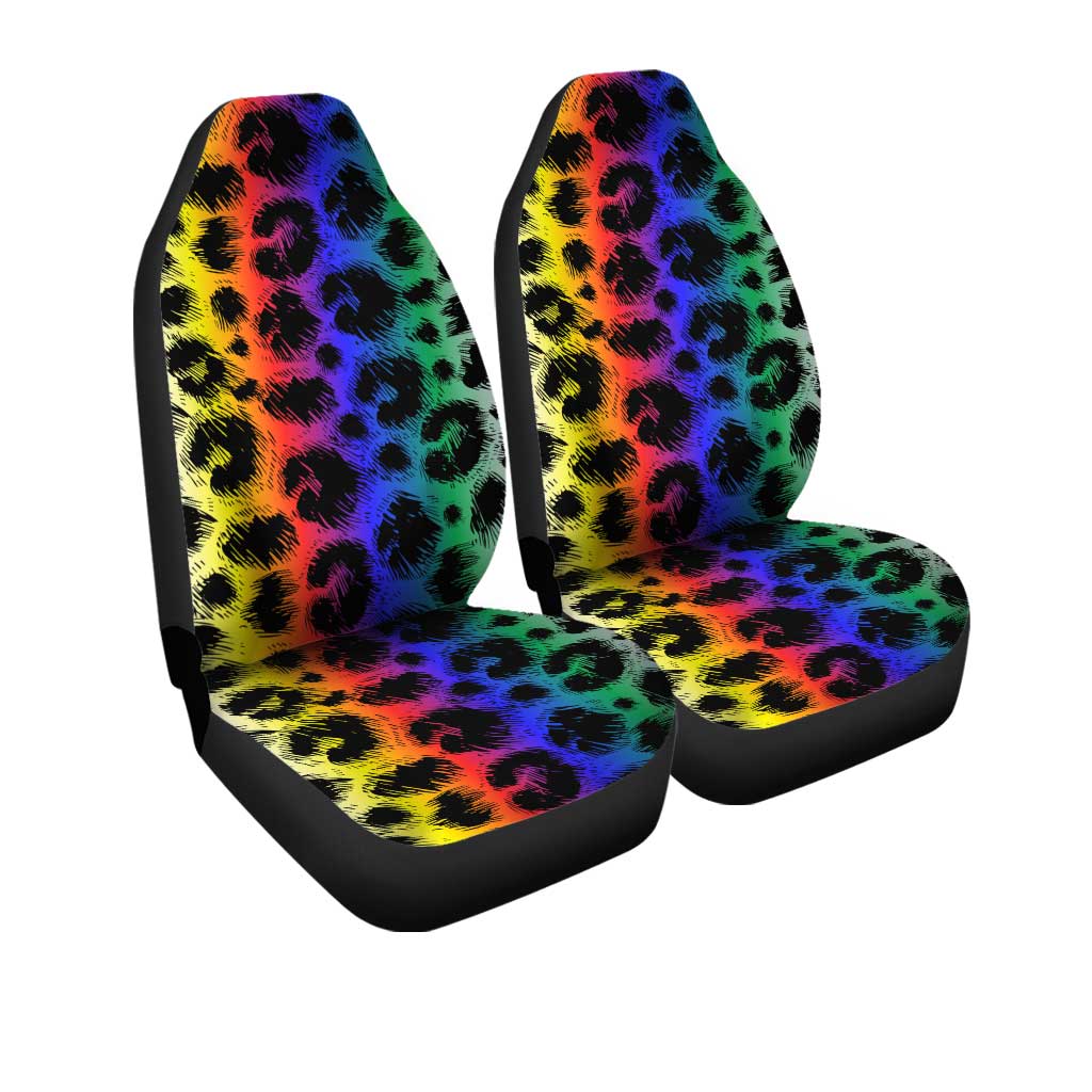 Rainbow Cheetah Print Car Seat Covers Custom Car Accessories