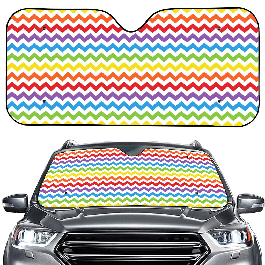 Rainbow Chevron Pattern Print Car Windshield Sun Shade
