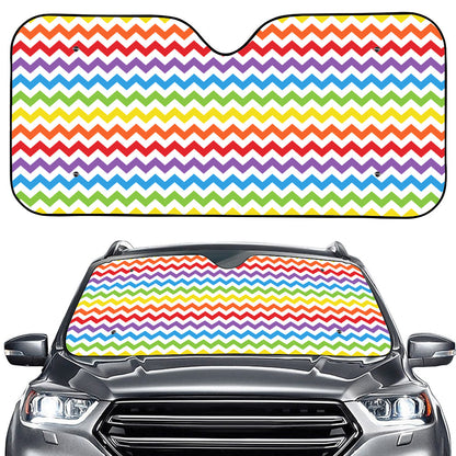 Rainbow Chevron Pattern Print Car Windshield Sun Shade