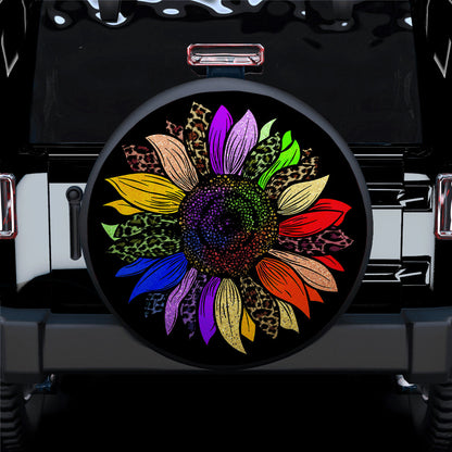 Rainbow Colorful Cheetah Sunflower Jeep Car Spare Tire Cover